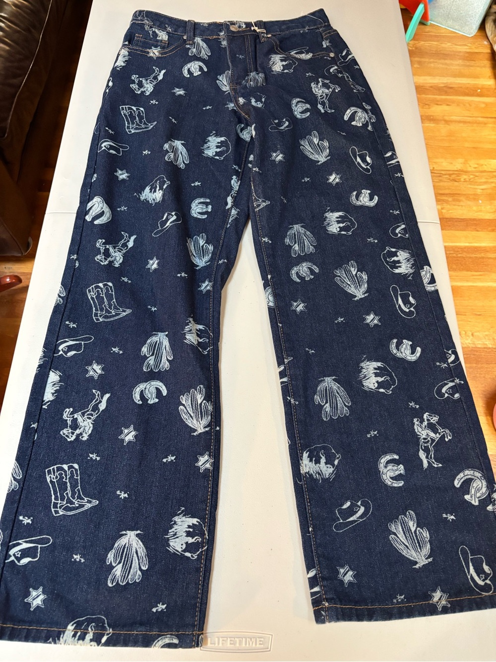 Cali 1850 Western Print Wide Leg Women's Jeans Sizze 5/27 - Picture 4 of 16